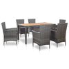 vidaXL 7 Piece Outdoor Dining Set with Cushions Poly Rattan Grey
