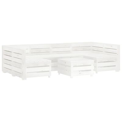 vidaXL 7 Piece Garden Lounge Set Pallets Wood White