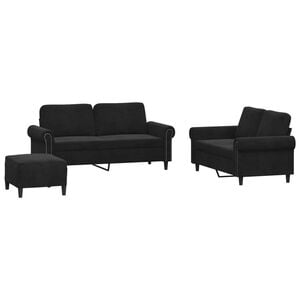 vidaXL 3 Piece Sofa Set with Cushions Black Velvet