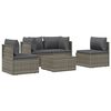vidaXL 5 Piece Garden Lounge Set with Cushions Grey Poly Rattan