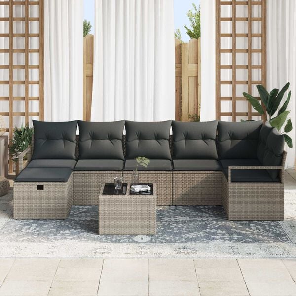 vidaXL Sofa Set with Cushion 4 pcs Poly Rattan