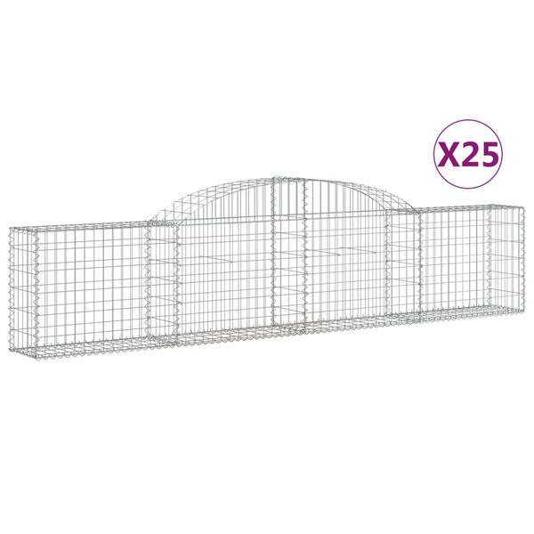 vidaXL Arched Gabion Baskets 25 pcs 300x30x60/80 cm Galvanised Iron