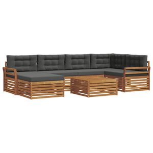 vidaXL Outdoor Sofa Set 7 pcs Natural and Anthracite