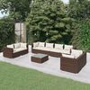 vidaXL 9 Piece Garden Lounge Set with Cushions Poly Rattan Brown