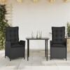 vidaXL 5 Piece Garden Dining Set with Cushions Black Poly Rattan