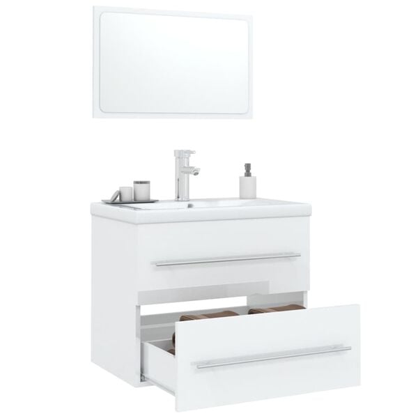 vidaXL 3 Piece Bathroom Furniture Set High Gloss White