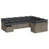 vidaXL 10 Piece Garden Sofa Set with Cushions Grey Poly Rattan
