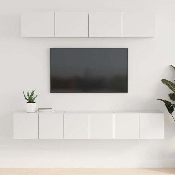 vidaXL 5 Piece TV Cabinet Set White Engineered Wood