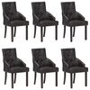 vidaXL Dining Chairs 6 pcs Black Real Goat Leather