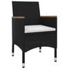 vidaXL 3 Piece Garden Dining Set with Cushions Poly Rattan and Glass