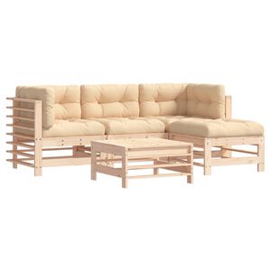 vidaXL 5 Piece Garden Lounge Set with Cushions Solid Wood