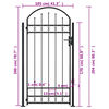 vidaXL Fence Gate with Arched Top and 2 Posts 105x204 cm Black