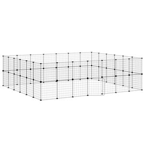 vidaXL 52-Panel Pet Cage with Door Black 35x35 cm Steel