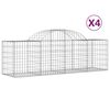 vidaXL Arched Gabion Baskets 4 pcs 200x50x60/80 cm Galvanised Iron
