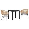 vidaXL Garden Dining Set with Cushion 3 pcs Brown Powder-Coated Steel