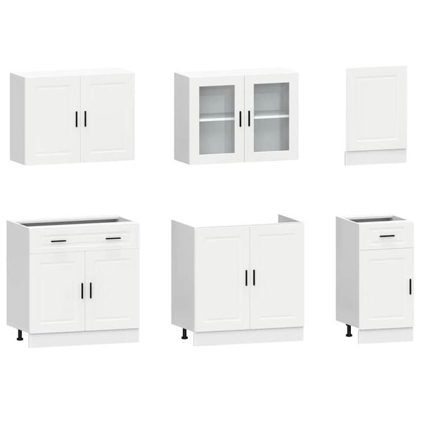 vidaXL 7 Piece Kitchen Cabinet Set Porto White Engineered Wood