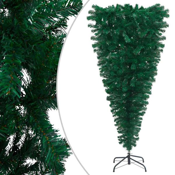 vidaXL Upside-down Artificial Pre-lit Christmas Tree with Ball Set 150 cm