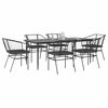 vidaXL 7 Piece Garden Dining Set with Cushions Black Poly Rattan Glass