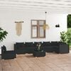 vidaXL 8 Piece Garden Lounge Set with Cushions Poly Rattan Black
