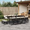 vidaXL 13 Piece Garden Dining Set with Cushions Black Poly Rattan