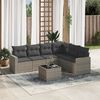 vidaXL 7 Piece Garden Sofa Set with Cushions Grey Poly Rattan