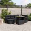 vidaXL 7 Piece Garden Sofa Set with Cushions Black Poly Rattan
