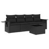 vidaXL 5 Piece Garden Sofa Set with Cushions Black Poly Rattan