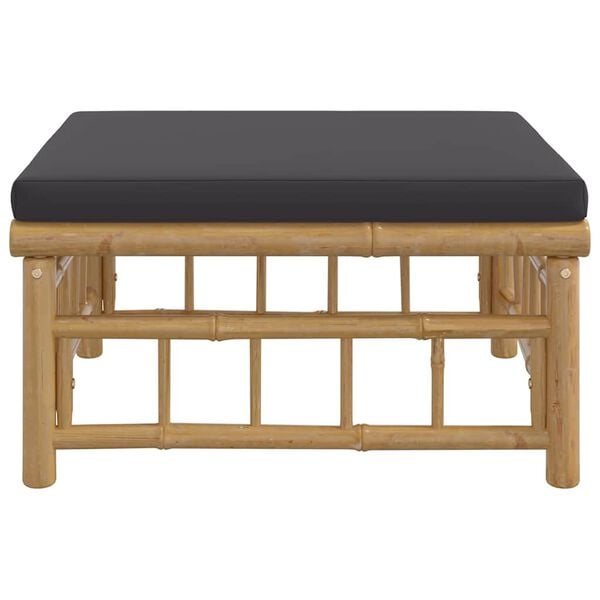 vidaXL Garden Footstool with Dark Grey Cushion Bamboo