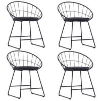 vidaXL Dining Chairs with Faux Leather Seats 4 pcs Black Steel