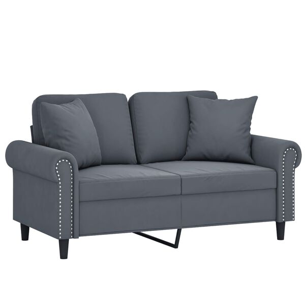 vidaXL 2-Seater Sofa with Throw Pillows Dark Grey 120 cm Velvet
