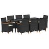 vidaXL Garden Dining Set 9 pcs Black Poly Rattan