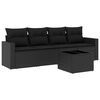vidaXL 5 Piece Garden Sofa Set with Cushions Black Poly Rattan