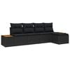 vidaXL Garden Sofa Set with Cushion 5 pcs Black Poly Rattan
