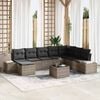 vidaXL Garden Sofa Set with Cushion 8 pcs Grey Poly Rattan