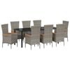 vidaXL Garden Dining Set 9 pcs Grey Powder-Coated Steel
