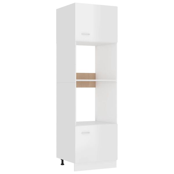 vidaXL Microwave Cabinet Lyon High Gloss White 60x57x207 cm Engineered Wood