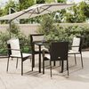 vidaXL 5 Piece Garden Dining Set with Cushions Black Poly Rattan