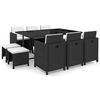 vidaXL 11 Piece Outdoor Dining Set with Cushions Poly Rattan Black