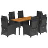 vidaXL 7 Piece Garden Dining Set with Cushions Black Poly Rattan