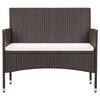 vidaXL 2 Piece Garden Lounge Set with Cushion Poly Rattan Brown