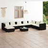 vidaXL 9 Piece Garden Lounge Set with Cushions Poly Rattan Black