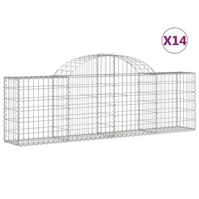 vidaXL Arched Gabion Baskets 14 pcs 200x30x60/80 cm Galvanised Iron