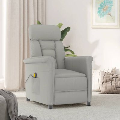 vidaXL Massage Chair Light Grey Faux Suede Leather