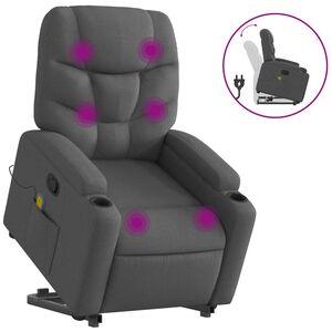 vidaXL Stand up Massage Recliner Chair Dark Grey Fabric