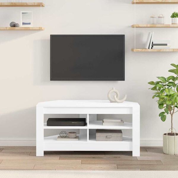 vidaXL Corner TV Cabinet White 102 x 40.5 x 45 cm Engineered Wood