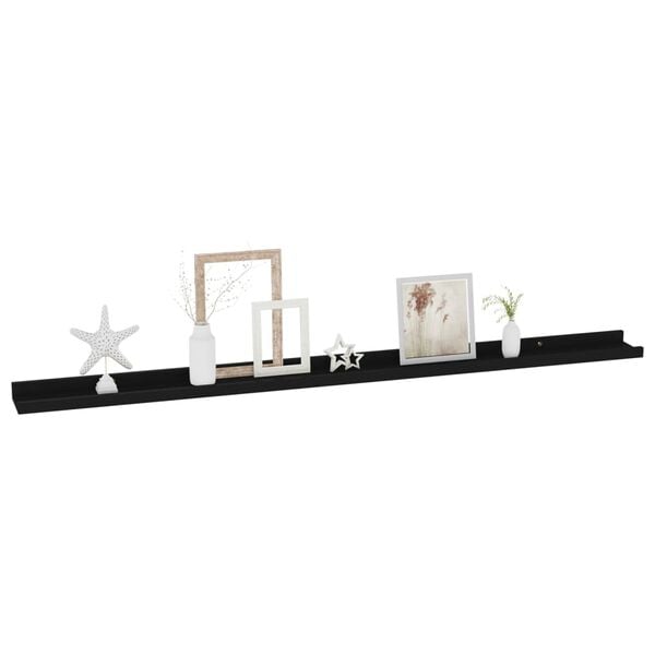 vidaXL Wall Shelves 2 pcs Black 115x9x3 cm