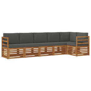 vidaXL Outdoor Sofa Set 6 pcs Natural and Anthracite Polyester