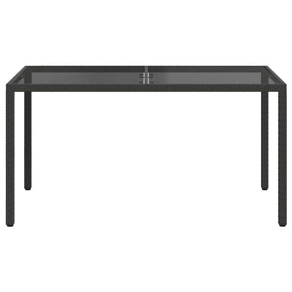 vidaXL Garden Table 150x90x75 cm Tempered Glass and Poly Rattan Black