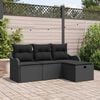 vidaXL Garden Sofa Set with Cushion 4 pcs Black Poly rattan
