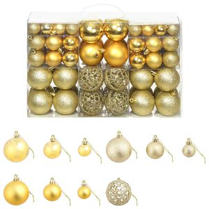 vidaXL 100 Piece Christmas Ball Set 3/4/6 cm Gold